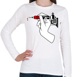 printfashion Tattoo Gun - Női hosszú ujjú póló - Fehér (1948360)