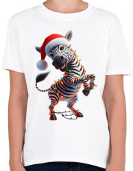 printfashion Táncoló karácsonyi party zebra - Gyerek póló - Fehér (15262957)