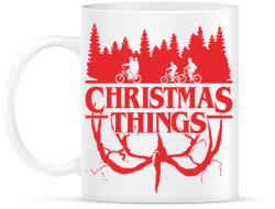 printfashion Stranger things christmas things piros - Bögre - Fehér (5644843)