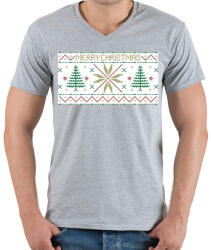 printfashion Karácsony mintázat - Férfi V-nyakú póló - Sport szürke (104872)