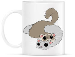 printfashion Bézs és fehér színű vadászgörény - Bögre - Fehér (14211283)