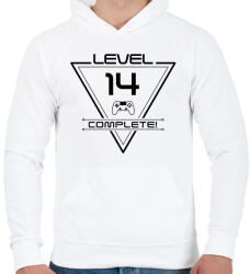 printfashion level-complete-14-black - Férfi kapucnis pulóver - Fehér (1077600)