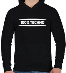 printfashion 100% techno - Férfi kapucnis pulóver - Fekete (1474866)