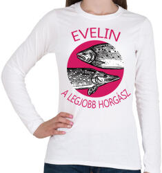 printfashion A legjobb horgász - Női névvel - Női hosszú ujjú póló - Fehér (6285529)
