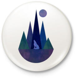 printfashion Farkas és hegyek 1 - Kitűző, hűtőmágnes - Fehér (5233160)