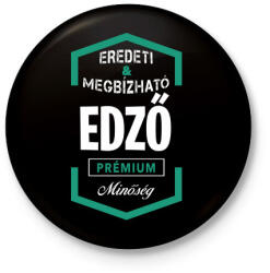 printfashion Edző prémium minőség - Kitűző, hűtőmágnes - Fekete (3097101)