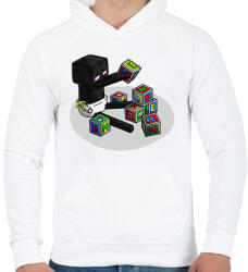 printfashion Minecraft bébi enderman - Férfi kapucnis pulóver - Fehér (1594064)