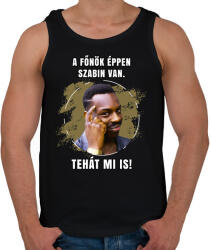 printfashion A főnök éppen szabin van - Férfi atléta - Fekete (5179570)