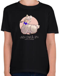 printfashion Alpaka Chill - Gyerek póló - Fekete (4729223)