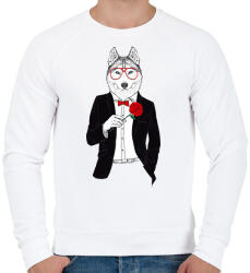 printfashion Mr. Wolf - Férfi pulóver - Fehér (1585843)