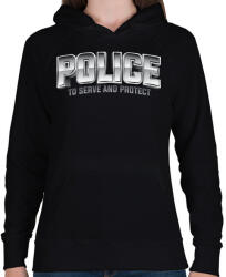 printfashion Police felirat - Női kapucnis pulóver - Fekete (457656)