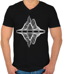 printfashion Techno - Hanghegyek - Férfi V-nyakú póló - Fekete (6582671)