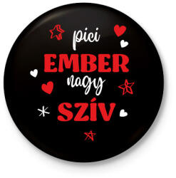 printfashion Pici ember, nagy szív - Kitűző, hűtőmágnes - Fekete (7278339)