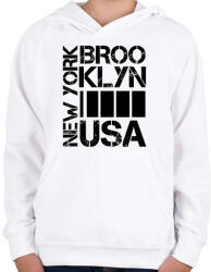 printfashion New York Brooklyn USA - Gyerek kapucnis pulóver - Fehér (4382296)