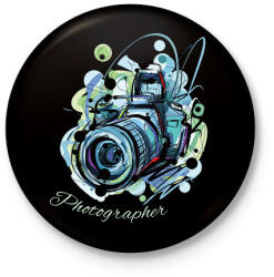 printfashion photographer - Kitűző, hűtőmágnes - Fekete (7272518)