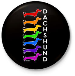 printfashion Rainbow dachshund - Kitűző, hűtőmágnes - Fekete (13416722)