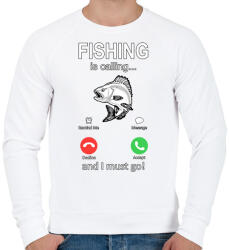 printfashion FISHING - Férfi pulóver - Fehér (13087203)