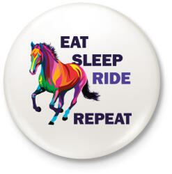 printfashion Eat sleep RIDE repeat - Kitűző, hűtőmágnes - Fehér (6325156)