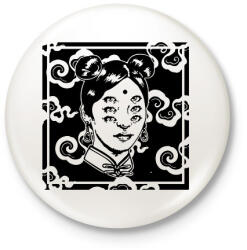 printfashion Pszichedelikus nő - Kitűző, hűtőmágnes - Fehér (13473574)