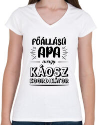printfashion Főállású apa - Női V-nyakú póló - Fehér (7125475)