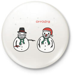 printfashion Hóemberek maszkban - Kitűző, hűtőmágnes - Fehér (4130267)