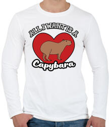printfashion All I want is a capybara - Férfi hosszú ujjú póló - Fehér (12745324)