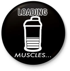 printfashion Loading Muscles - Kitűző, hűtőmágnes - Fekete (3101901)