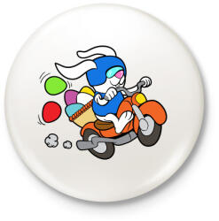 printfashion Motoros Nyuszi - Kitűző, hűtőmágnes - Fehér (3087923)