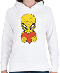 printfashion UFO love me - Női kapucnis pulóver - Fehér (5486059)
