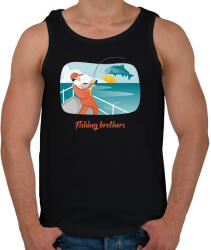 printfashion Fishing brothers - Férfi atléta - Fekete (10427932)