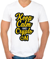 printfashion BITCOIN 4EVER - Férfi V-nyakú póló - Fehér (5996072)