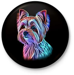 printfashion Színes yorkshire terrier kutya - Kitűző, hűtőmágnes - Fekete (13379632)