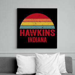 printfashion Retro Hawkins Indiana - Vászonkép - Fekete (7691963)