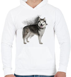 printfashion Malamut - Férfi kapucnis pulóver - Fehér (1540278)