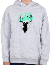 printfashion Szarvas a fényben - Gyerek kapucnis pulóver - Sport szürke (9344)