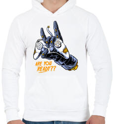 printfashion R U ready? - Férfi kapucnis pulóver - Fehér (2065949)
