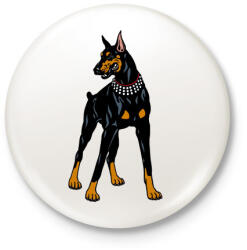 printfashion Doberman - Kitűző, hűtőmágnes - Fehér (5419856)