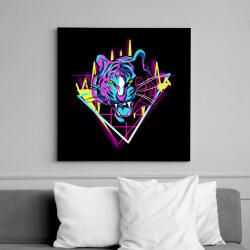 printfashion Neon tigris - Vászonkép - Fekete (6658939)
