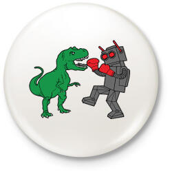 printfashion Dínó és robot - Kitűző, hűtőmágnes - Fehér (13583352)