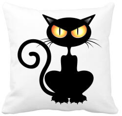 printfashion Halloween cat - Párnahuzat, Díszpárnahuzat - Fehér (3020064)