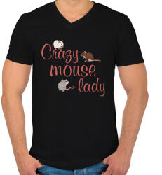 printfashion Őrült egeres hölgy - Férfi V-nyakú póló - Fekete (14476391)