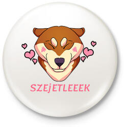 printfashion SZEJETLEEEK shiba kutyus - Kitűző, hűtőmágnes - Fehér (16210963)