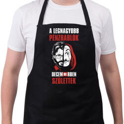printfashion A legnagyobb pénzrablók decemberben születtek - Kötény - Fekete (4938743)