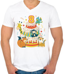 printfashion 8 éves - Férfi V-nyakú póló - Fehér (13275522)