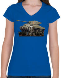 printfashion M4 Sherman WOT - Női V-nyakú póló - Királykék (2584328)