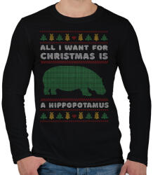 printfashion Karácsonyra vízilovat szeretnék - Férfi hosszú ujjú póló - Fekete (5648018)