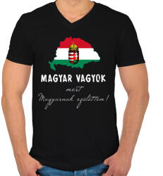 printfashion magyar vagyok - Férfi V-nyakú póló - Fekete (1752750)