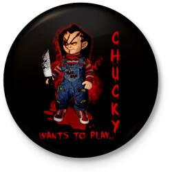 printfashion chucky doll - Kitűző, hűtőmágnes - Fekete (3100992)