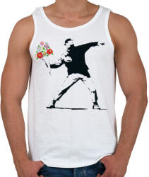 printfashion Banksy - Kalocsai csokor - Férfi atléta - Fehér (7082328)