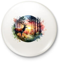 printfashion Szarvas - erdei naplemente - ajándék vadászoknak - Kitűző, hűtőmágnes - Fehér (15385172)